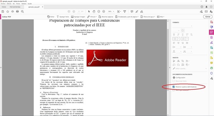 Edición de un documento PDF en Adobe Acrobat Pro DC